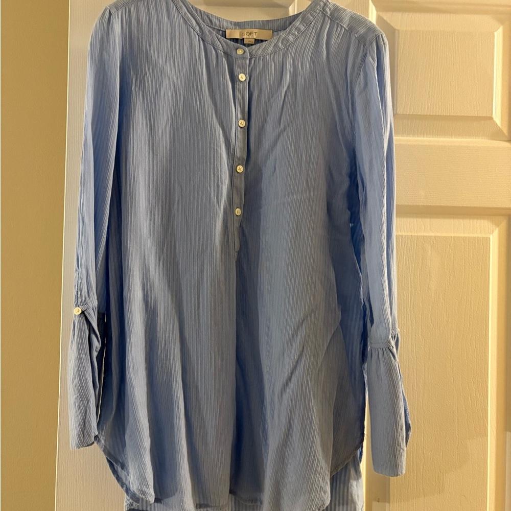 Light Blue Button-Up Women's Top